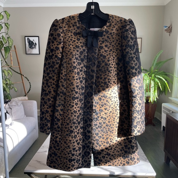RED Valentino Jackets & Blazers - RED Valentino Animal Print Coat with Bow